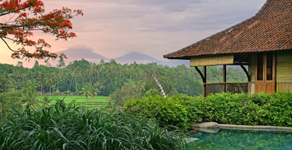 View on Volcanos From Ubud Villa Kirana